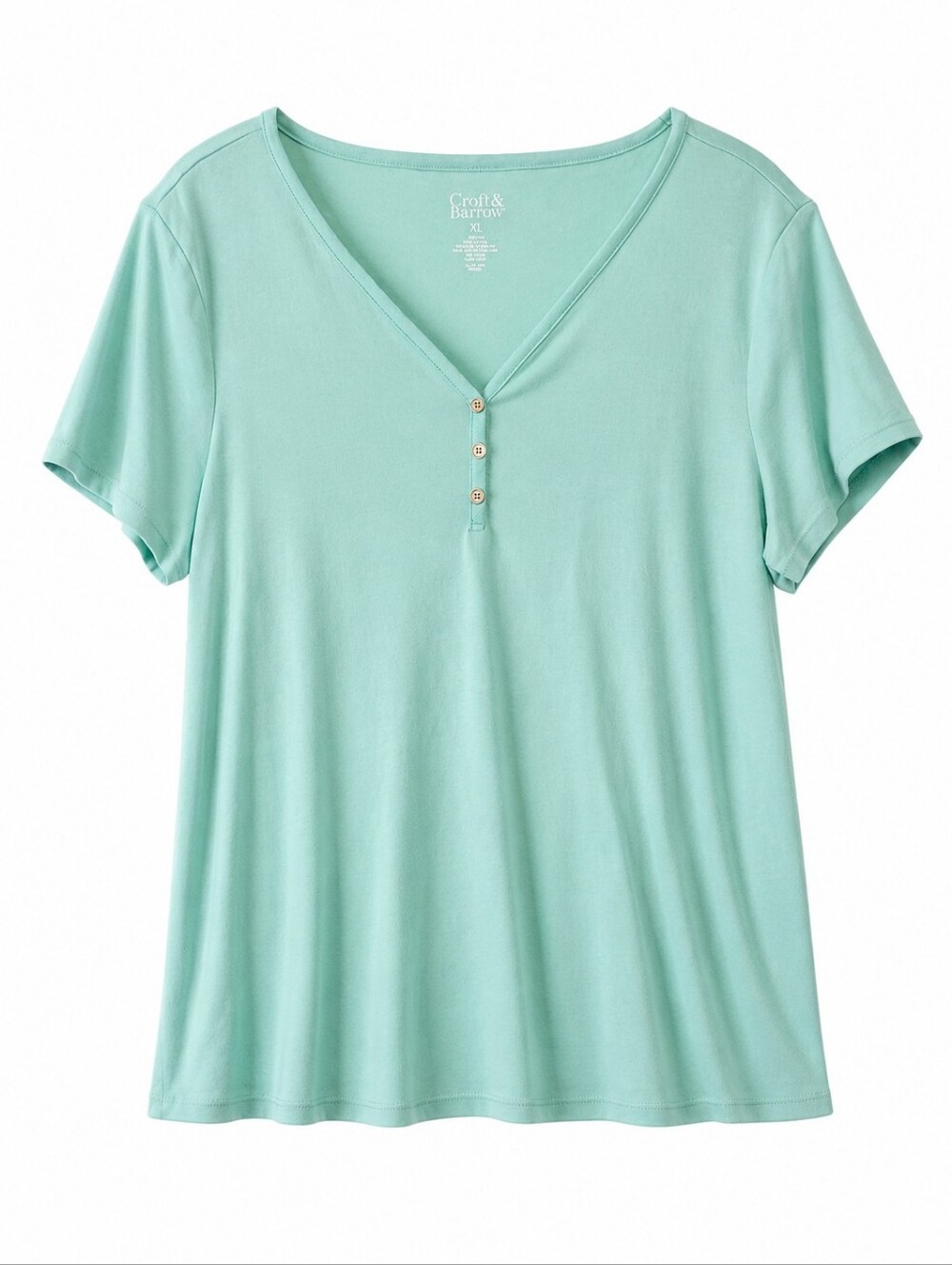 Croft & Barrow Mint Green Short Sleeve Henley Size XXL